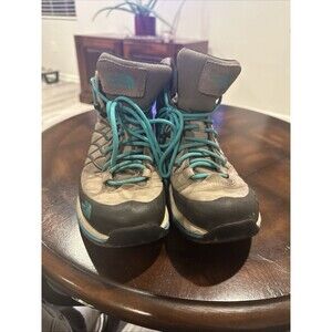 The North Face Women Mid Goretex Waterproof Hiking Boots Turquoise Gray Size 8